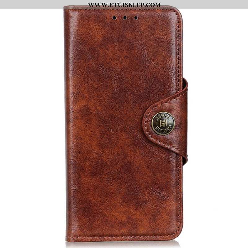 Etui Folio do Honor Magic 5 Lite Guzik Ze Sztucznej Skóry Lakierowanej